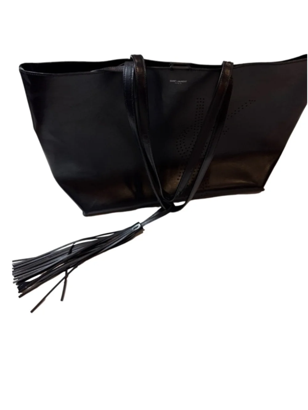 Saint Laurent Calfskin Perforated East West Shopping Tote Black Leather - Picture 2 of 16